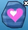 Blue health rune stone bearing a bright pink heart.