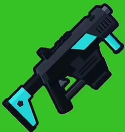 Hatchet SMG with a black body and cyan accents.