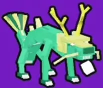 Jade Serpent with a green body, yellow antlers, and a fan-shaped tail.