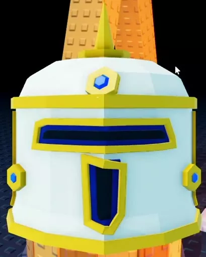 Royal Spire helmet with gold trim, a pointed crest, and blue gems.