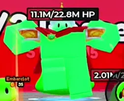 King Gloop, a bright green boss with broad arms and gold shoulder ornaments.